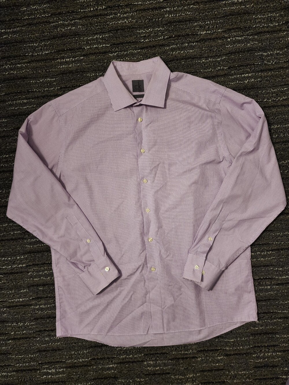 NWOT Calvin Klein Purple Micro Plaid Button Shirts Men's 16.5 - 34/35 Non Iron